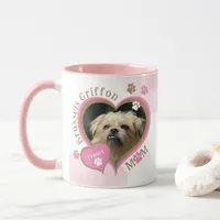 Cute Pink Brussels Griffon Dog Mom Photo and Name Mug