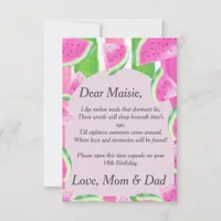 Time Capsule Poem  Pink Watermelon  Letter note  Invitation