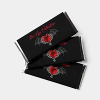 Goth Red Heart With Bat Wings Personalize Hershey Bar Favors