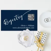 Navy QR Code Wedding Registry Enclosure Card