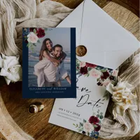 Boho Burgundy and Blush Save the Date Invitation