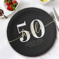 Hello 50 Fiftieth Birthday Party Paper Plates