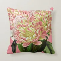 Modern Vintage Floral Botanical Watercolor Flowers Throw Pillow