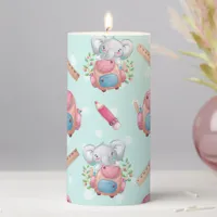 Back to School Elephant Pattern Pillar Candle