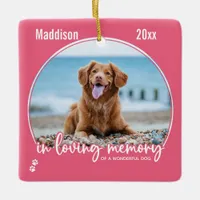 In Loving Memory Pink Dog Photo Pet Memorial Ceramic Ornament