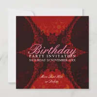 Dark Red Lace Exotic Birthday Party  Invitation