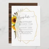 Rustic Sunflower Geometric Wedding Update Invitation