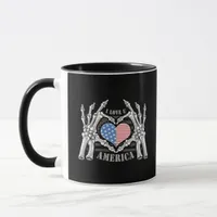 America Skull Skeleton Hand Artwork Editable Layer Mug