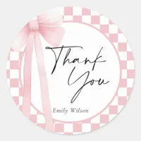 Bow Thank You  Classic Round Sticker