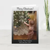 Gradient Black Classy Merry Christmas Family Photo Card