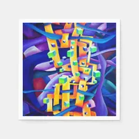 Abstract cubes purple paper napkins