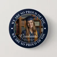 Navy Blue Personalized Graduate Photo Graduation Button