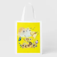 Cute Watercolor Cottagecore Yellow on yellow | Grocery Bag