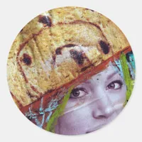 Raisin Bread Head, A Collage Classic Round Sticker