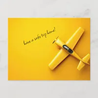 Yellow Airplane Safe Trip Travel Postcard