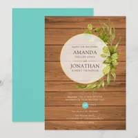 Beer Willow Greenery and Gold Geometric Wedding In Invitation