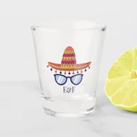 Fiesta Sombrero and Sunglasses Custom Initials Shot Glass