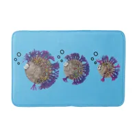 Bath Mat - Family of Blue and Purple Fish