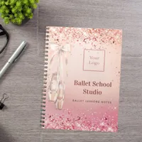 Rose gold pink glitter dance school logo journal