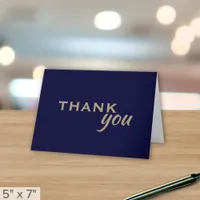 Simple Navy Blue Business Thank You Folded Note Card