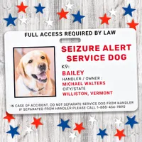 Custom Photo Seizure Alert Service Dog ID Badge