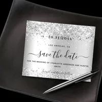 Wedding silver glitter budget save date