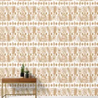 Caribbean Tribal Mudcloth: Gold and White Wallpaper