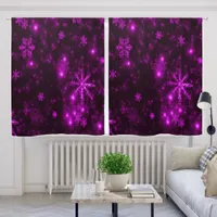 Deep Purple and Bright Snowflakes Winter Holiday Blackout Curtains