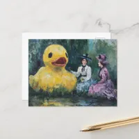 Two Women Picnic in Park With a Giant Duck Postcard