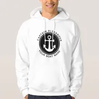 Nautical Anchor Rope Black Captain Boat Name Hoodie