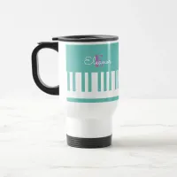 Piano Keys Monogrammed Musical Keyboard Music Aqua Travel Mug