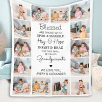 Blessed Grandparents Personalized 14 Photo Collage Fleece Blanket