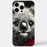 Koala Bear Illustration on Textured Background iPhone 16 Pro Max Case