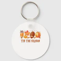 Tis The Season Leopard Football Halloween Fall Keychain