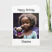 Personalized Little Girl Happy Birthday Card