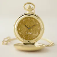 Monogram Faux Metallic Gold Glitter Pocket Watch