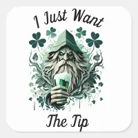 Whimsical Leprechaun Savoring A Brew Square Sticker