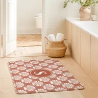 Terracotta and White Seashell Coastal Monogram Bath Mat