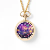 Mushroom Fantasy Purple Fairycore Necklace Watch