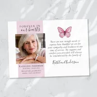 Pink Butterfly Photo Funeral Thank You Cards