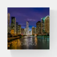 Chicago, Illinois Nightscape ID606 Paperweight