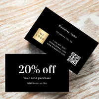 Black white qr code logo business discount card