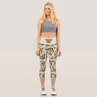 Southwest Yellow Swallowtail Butterflies All Over  Capri Leggings