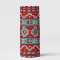 Southwest Mesas Turquoise & Red Pillar Candle