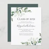 Budget Eucalyptus Graduation Party Invitation