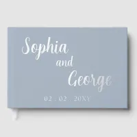 Elegant Modern Dusty Blue Wedding Foil Guest Book