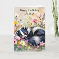 An Adorable Skunk Themed Personalized Birthday Card