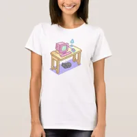 Girly Cute Pink Pixel Art Computer Geek T-Shirt