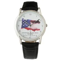 *~*  Flag Veteran USA Military Red White Blue Watch