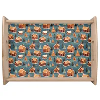 Cute Gingerbread Houses and Trees Serving Tray